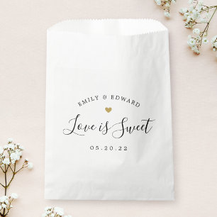 Sachets En Papier Mariage Amour Sucré Cœur Doré Moderne