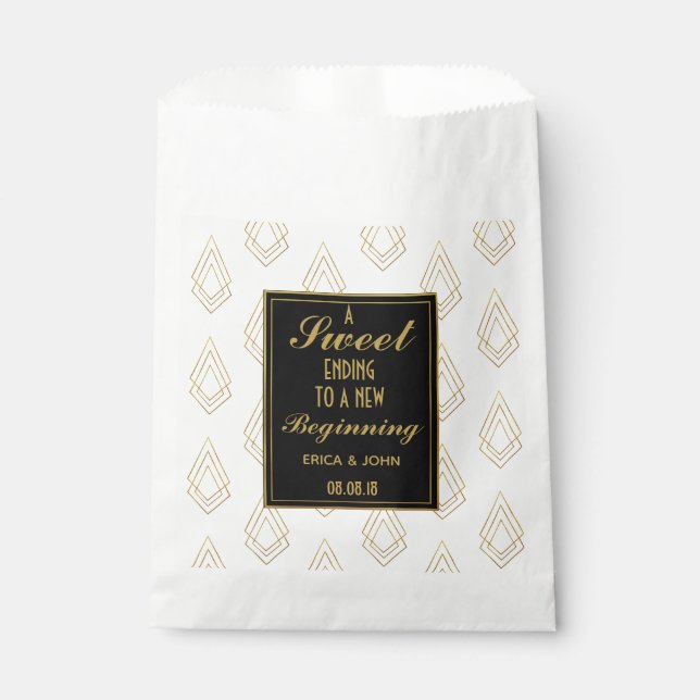 Sachets En Papier Mariage Art déco moderne Favoriser Sac Sweet Fin (Devant)