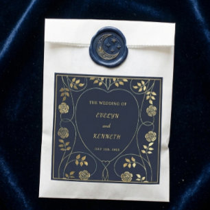 Sachets En Papier Mariage Art Nouveau Vintage Navy Ethéré 