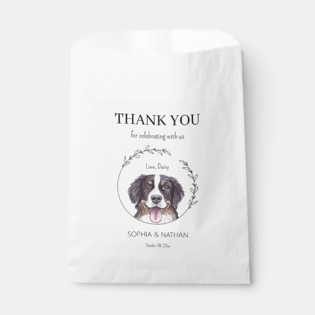 Sachets En Papier Mariage Bernese Mountain Dog Merci Favoriser le sa (Devant)