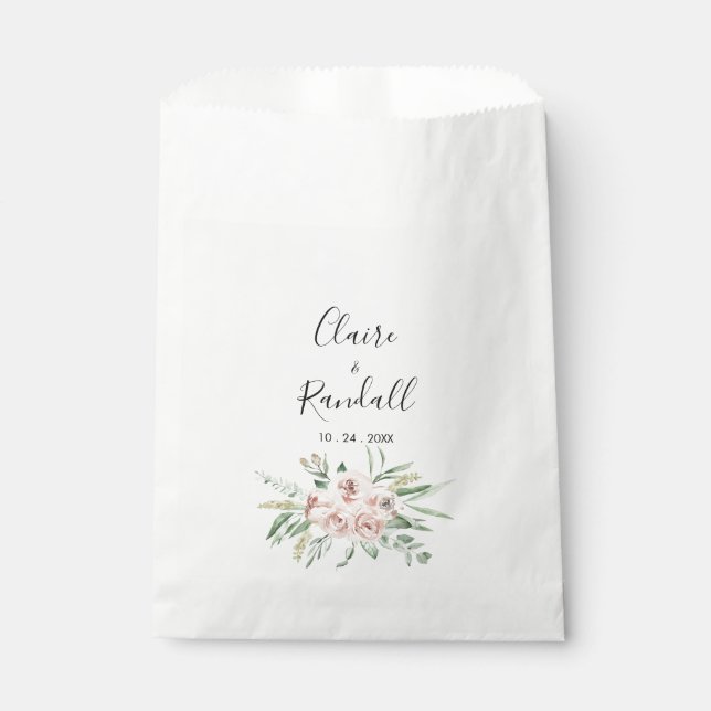 Sachets En Papier Mariage blanc rose vert (Devant)