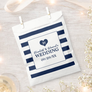 Sachets En Papier Mariage bleu et blanc de marine moderne chic