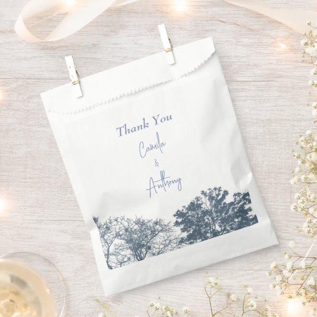 Sachets En Papier Mariage Boho Arbres Bleus Bas (Coupé)