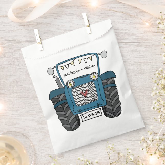 Sachets En Papier Mariage campagnard de tracteur personnalisé Favori (Coupé)