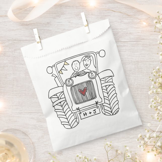 Sachets En Papier Mariage campagnard de tracteur personnalisé Favori (Coupé)