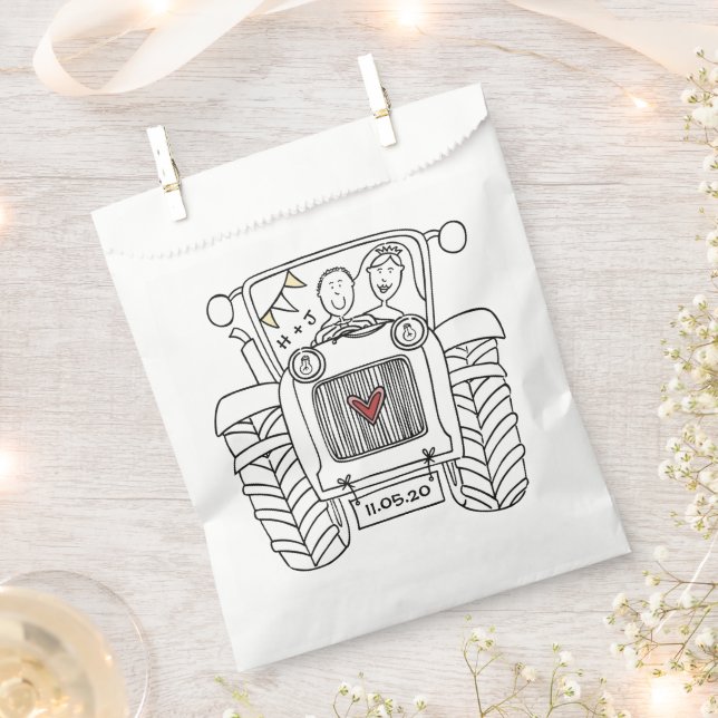 Sachets En Papier Mariage campagnard de tracteur personnalisé Favori (Coupé)