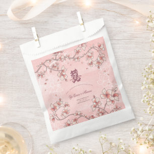 Sachets En Papier Mariage chinois à deux fleurs de pêche
