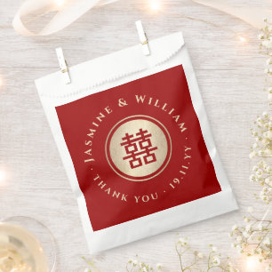 Sachets En Papier Mariage chinois Gold/Red Circle Double Bonheur