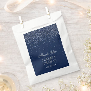 Sachets En Papier Mariage Confetti en argent de marine bleu et de gl
