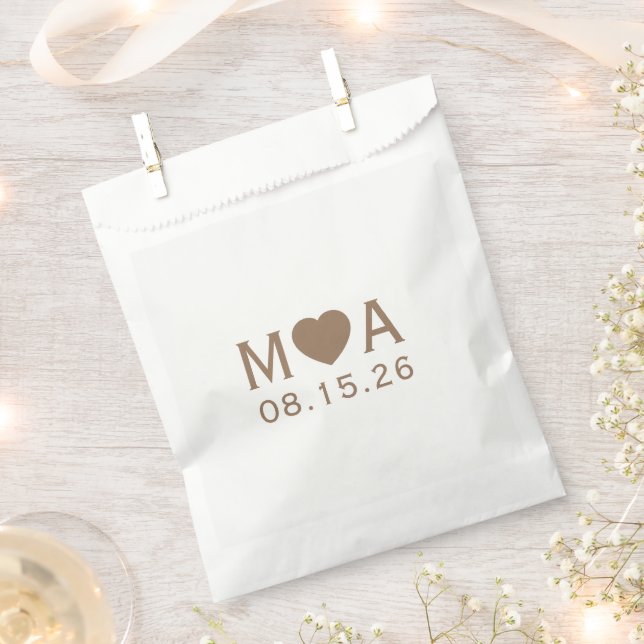 Sachets En Papier Mariage Couple Monogram Love Heart (Coupé)