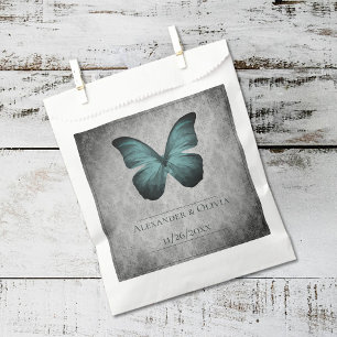 Sachets En Papier Mariage damassé à papillon Vintage turquoise