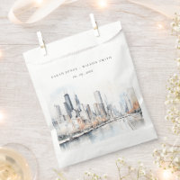 Mariage d'aquarelle de Chicago, Illinois City Scap