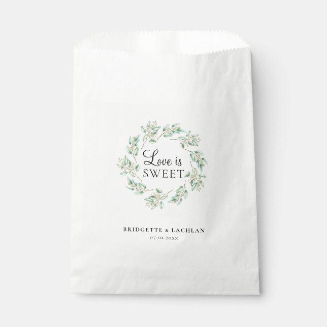 Sachets En Papier Mariage d'aquarelle Eucalyptus de verdure rustique (Devant)