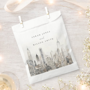 Sachets En Papier Mariage d'aquarelle minimaliste New York City Skyl