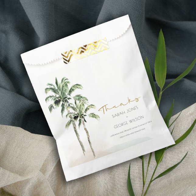 Sachets En Papier Mariage d'aquarelle Tropical Beach Palm Tree Merci (Créateur téléchargé)