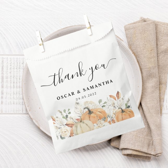 Sachets En Papier Mariage d'automne | Citrouilles aquarelle (Créateur téléchargé)