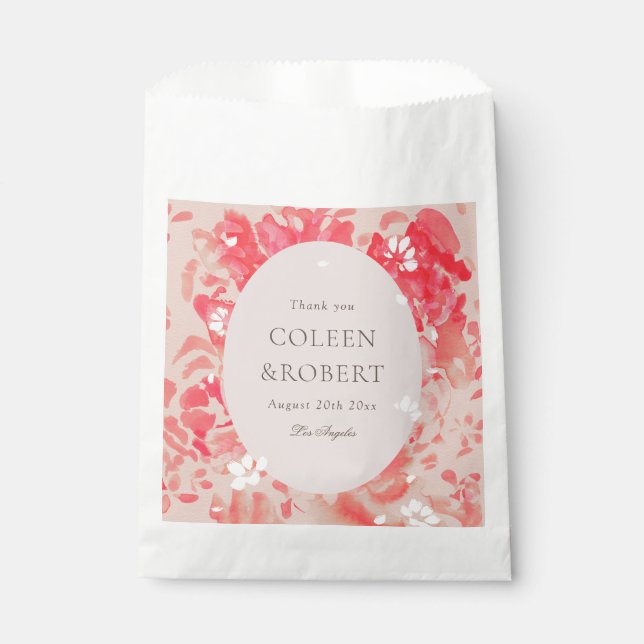 Sachets En Papier Mariage de corail rose flou rose (Devant)