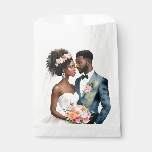 Sachets En Papier Mariage de couple afro-américain (Devant)
