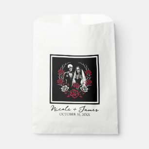 Sachets En Papier Mariage de couple de squelettes aux roses blanches