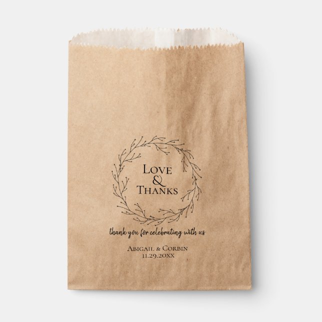 Sachets En Papier Mariage de couronne de la branche d'hiver (Devant)