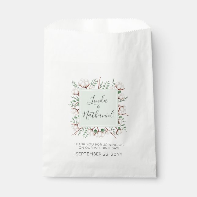 Sachets En Papier Mariage de ferme rustique Southern Cotton & Wood C (Devant)