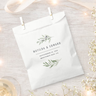 Sachets En Papier Mariage de feuillage minime d'olivier moderne
