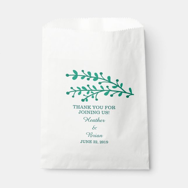 Sachets En Papier Mariage de feuillage simple vert (Devant)