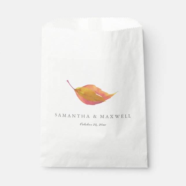 Sachets En Papier Mariage de feuille orange d'aquarelle automnale (Devant)