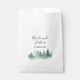 Sachets En Papier Mariage de forêt de pins d'aquarelle rustique