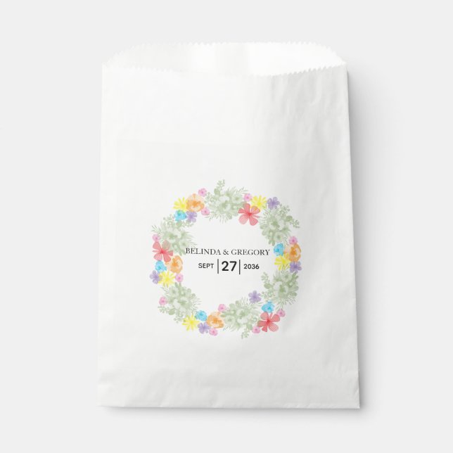 Sachets En Papier Mariage de germe floral rustique (Devant)