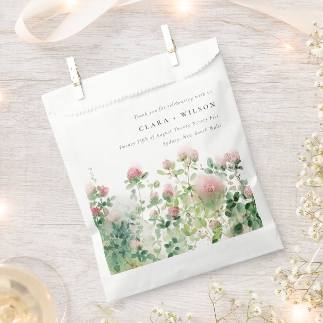 Sachets En Papier Mariage de Jardin Floral Aquarelle Rose Subtil Dou (Coupé)