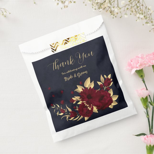 Sachets En Papier Mariage de marine chic bordeaux et or (Scellé)