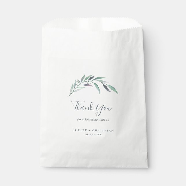 Sachets En Papier Mariage de Merci d'Eucalyptus pourpre et vert (Devant)