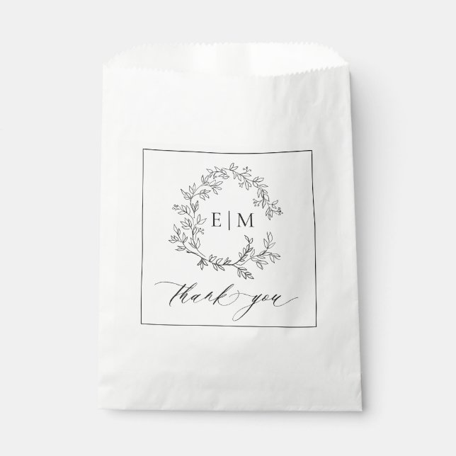 Sachets En Papier Mariage de monogramme blanc moderne (Devant)