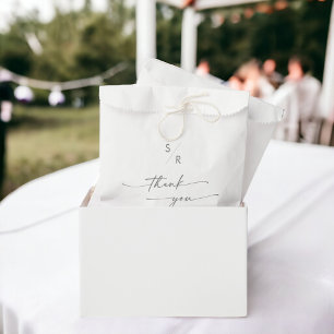 Sachets En Papier Mariage de monogramme gris argent chic Boho