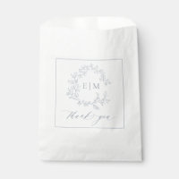 Mariage de monogramme moderne Dusty Blue Leafy Cre