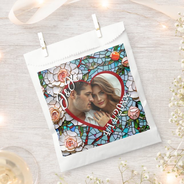 Sachets En Papier Mariage de mosaïque en verre et carrelage personna (Coupé)