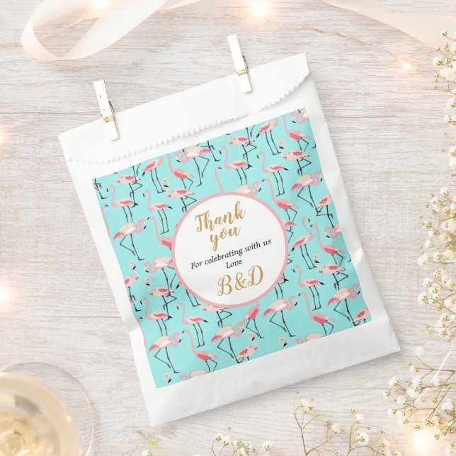 Sachets En Papier Mariage de plage moderne Flamant rose bleu rose (Coupé)