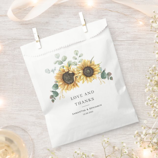 Sachets En Papier Mariage de tournesol floral Eucalyptus (Coupé)