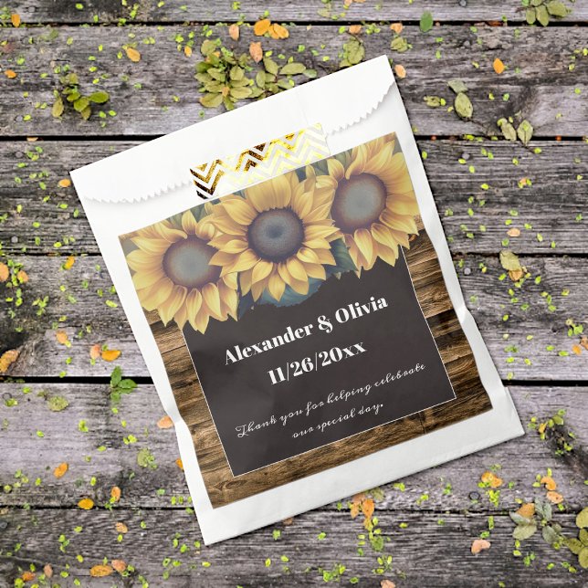 Sachets En Papier Mariage de tournesol rustique (Rustic Sunflower Wedding Favor Bags)