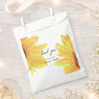 Sachets En Papier Mariage de tournesols aquarelle