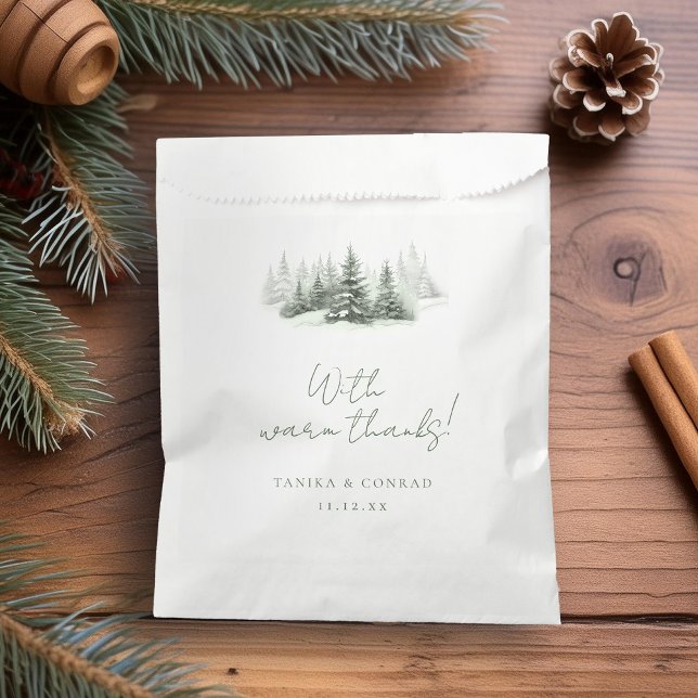 Sachets En Papier Mariage d'hiver rustique Merci Forest Green ID1049 (Créateur téléchargé)