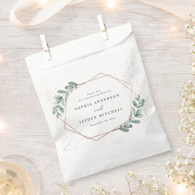 Sachets En Papier Mariage d'huile d'or Eucalyptus Rose géométrique (Coupé)