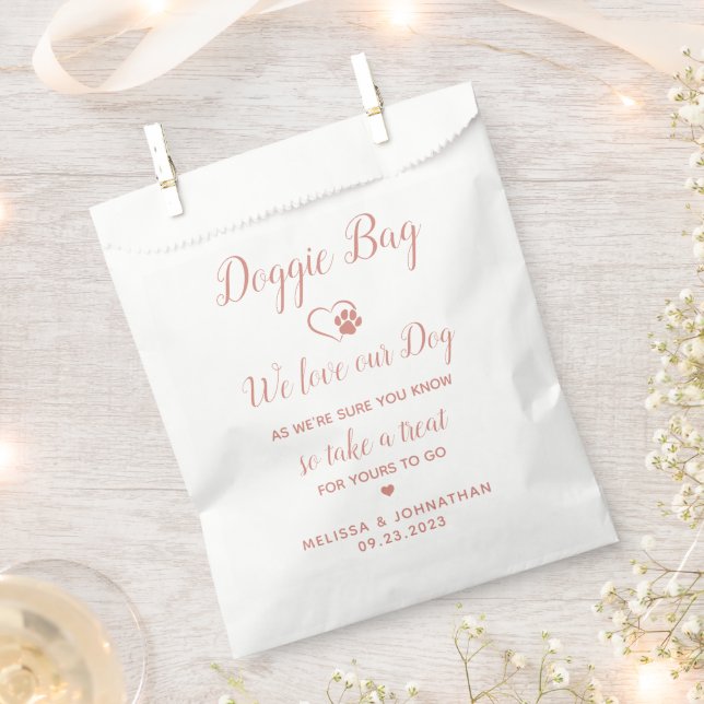 Sachets En Papier Mariage Doggie Personnaliser Rose Gold Pet Traitem (Coupé)