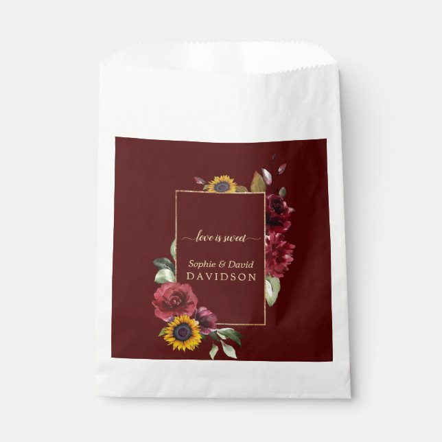 Sachets En Papier Mariage d'or du tournesol royal de Bourgogne (Devant)