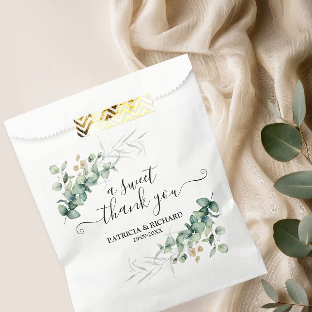 Sachets En Papier Mariage doux Merci vert Eucalyptus (Créateur téléchargé)