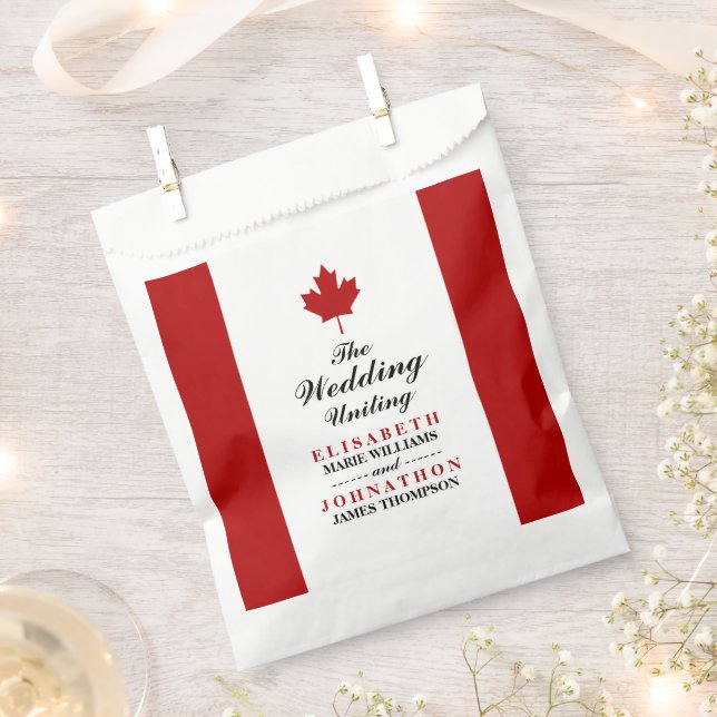 Sachets En Papier Mariage du drapeau canadien (Coupé)