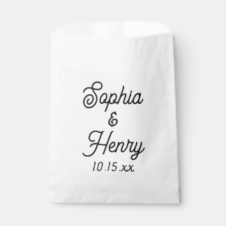 Sachets En Papier Mariage Élégant Script Noir Typographie moderne