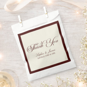 Sachets En Papier Mariage Élégant Vintage Ivoire Bourgogne Foncé