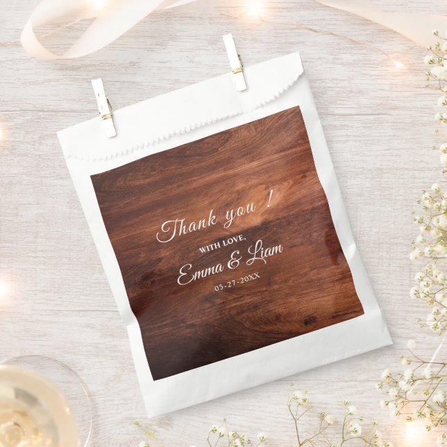 Sachets En Papier Mariage en Grain de Bois de Grange Rustique (Coupé)